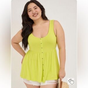 Torrid Babydoll Super Soft Scoop Neck Button-Front Tank Size 2